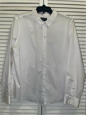 Liz Claiborne Career Petite White Button Down Shirt PXXL Classic Blouse